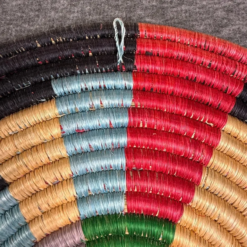 Set of 2 African Agaseke Wall Baskets Handwoven Sisal Hanging Plates Decor
